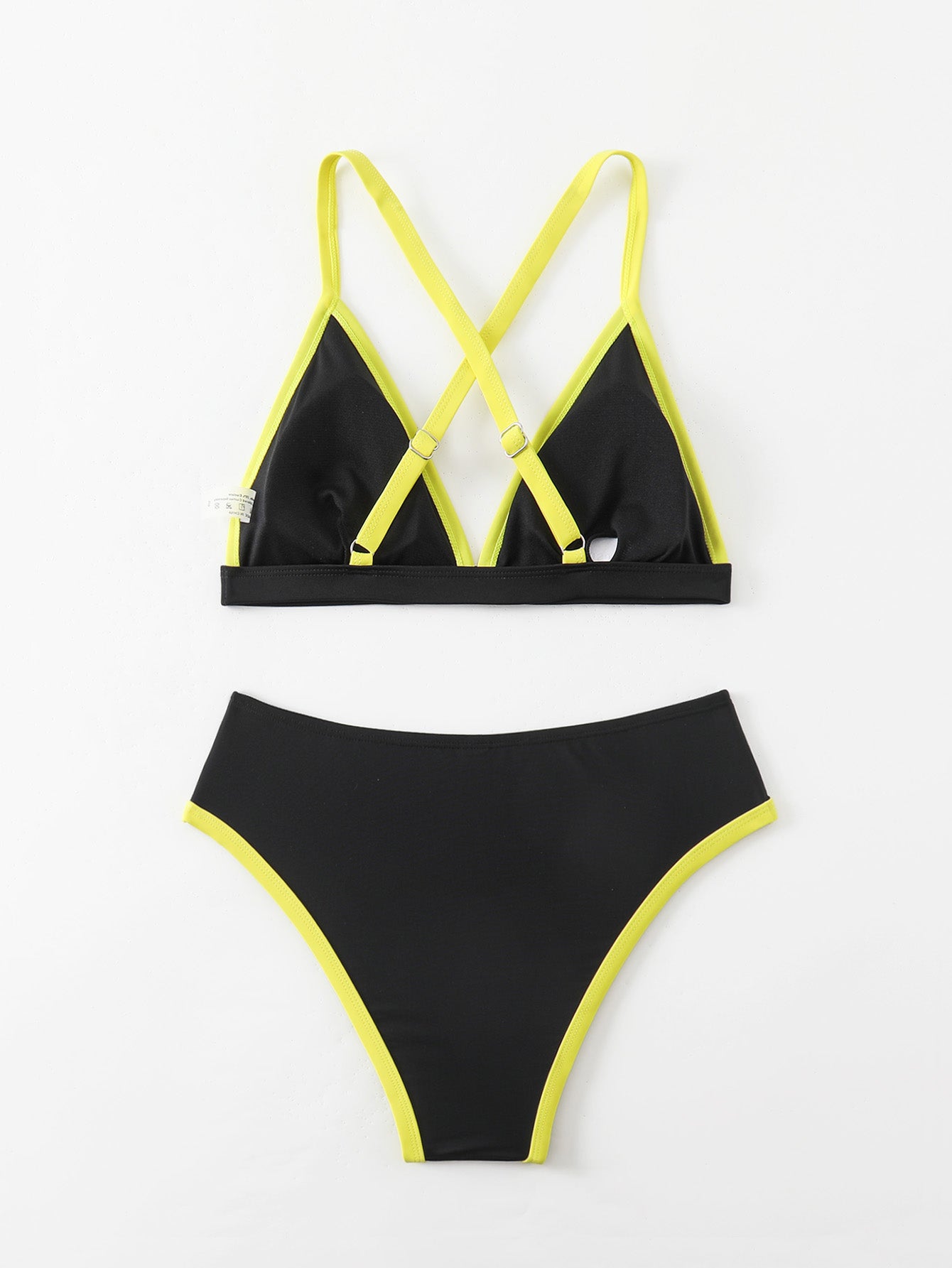 Bold Black, Green, and Yellow Jamaican-Inspired Two-Piece Swimsuit with Cross-Back Design