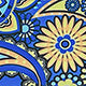 Vibrant Blue and Yellow Paisley Print Two-Piece Swimsuit with Tie-Front Design